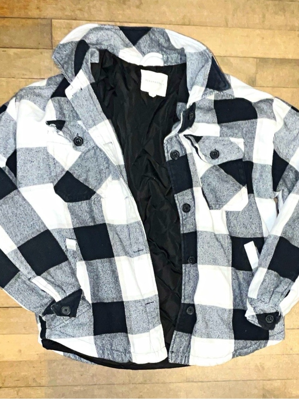 Aeropostale Black White Check Quilted Puffer Jacket